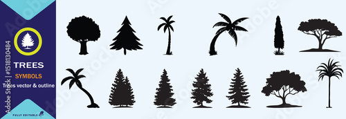 DIFFERENT KINDS OF TREE  BLACK AND WHITE