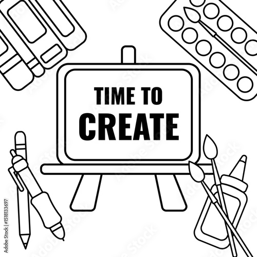 Vector elements on the theme Time to create