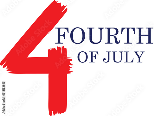 Text 4th of July. Independence Day vector lettering typography for postcard, card, banner. Celebration calligraphy. US military armed forces typography concept . National poster design