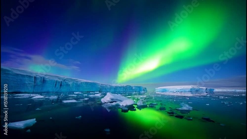 Auroras dance over icy lands