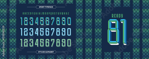Ready 81: Classic dark blue and green football t-shirt design. Features a template for numbers and characters, perfect for club or national team kits. A standout soccer jersey vector illustration.