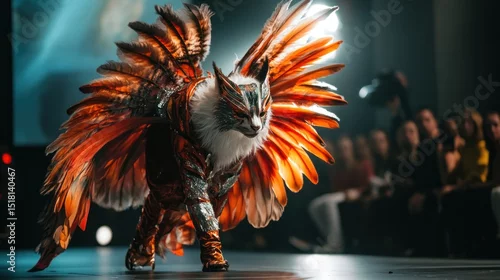 Fototapeta samoprzylepna Feline Fashion Show - Majestic Cat in Elaborate Costume