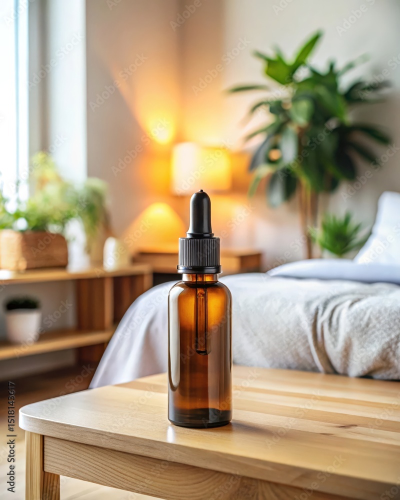 Amber Glass Bottle of Essential Oil Relaxing Aromatherapy for Calming Sleep and Improved Well-being Amber Glass Bottle of Essential Oil Relaxing Aromatherapy for Calming Sleep and Improved Well-being