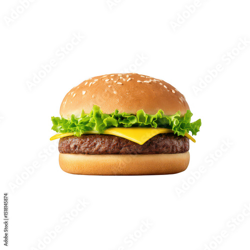 Delicious cheeseburger isolated on transparent background