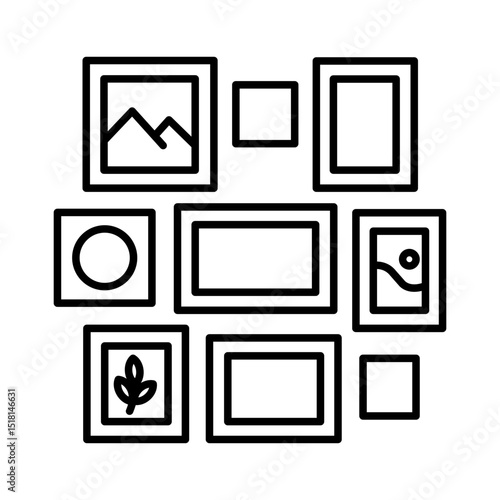Wall Art Gallery Frame Set Line Icon