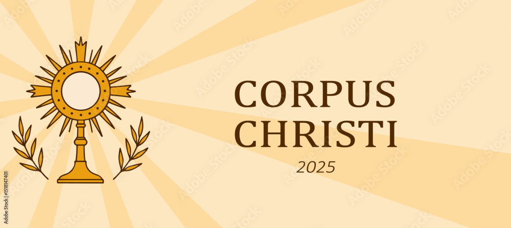 Naklejka premium Corpus Christi 2025 banner illustration, Solemnity of the Most Holy Body and Blood of Christ