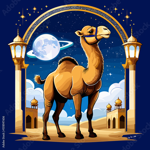 idul adha camel vector art,  moslem qurban