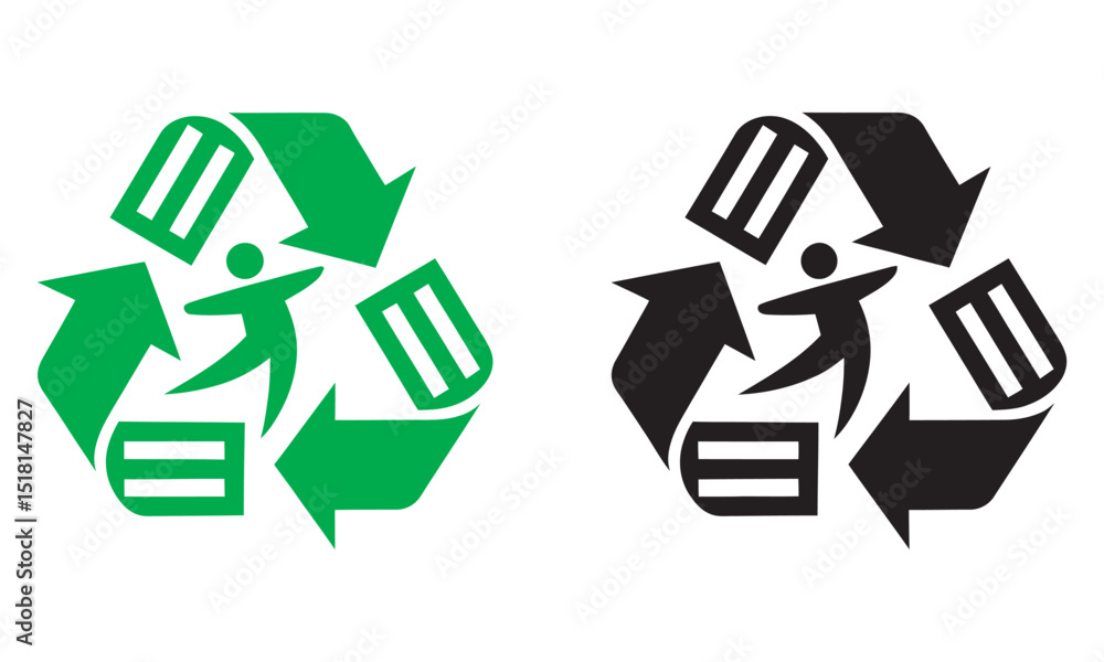 Obraz premium Recycling Symbol with Person Icon, Eco-Friendly Waste Management, friendly waste management and environmental responsibility