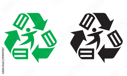 Recycling Symbol with Person Icon, Eco-Friendly Waste Management, friendly waste management and environmental responsibility