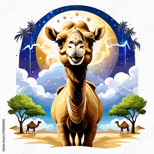 idul adha camel vector art,  moslem qurban