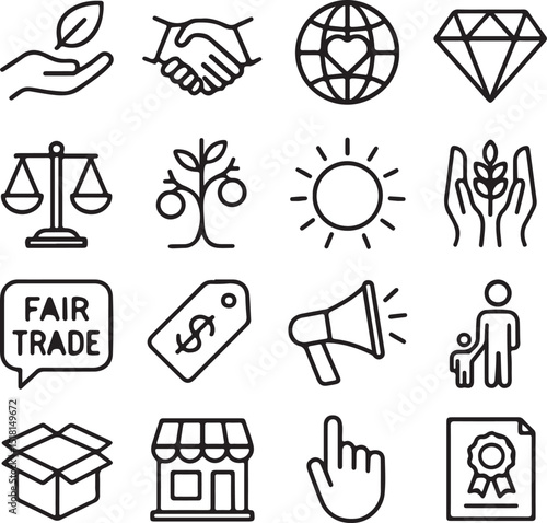 fair trade icon set