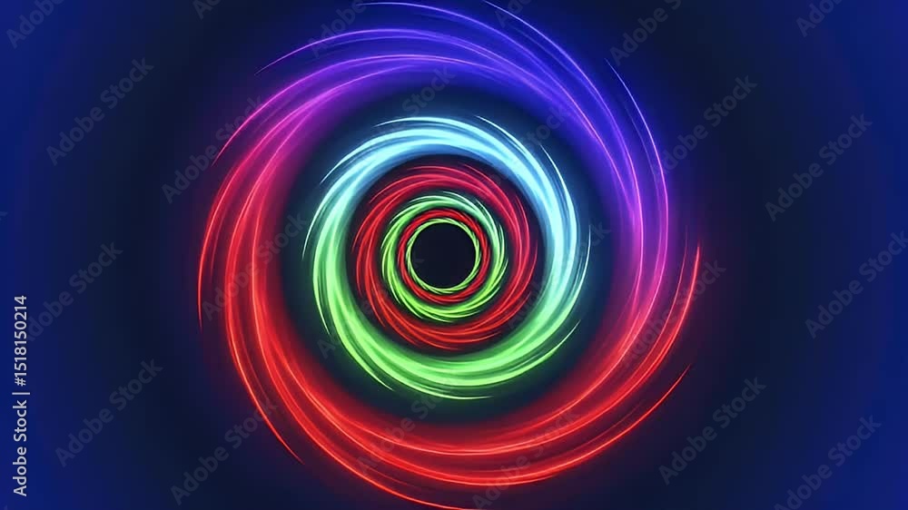 Hypnotic Red and Blue Circular Spin Effect with Fluorescent Neon Rings in Loop Animation Hypnotic Red and Blue Circular Spin Effect with Fluorescent Neon Rings in Loop Animation