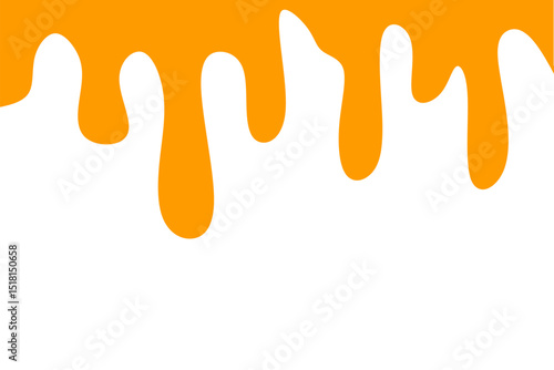 A flat-style vector illustration featuring orange liquid dripping from the top, resembling sauce, honey, cheese liquid, or another gourmet sweet fluid.