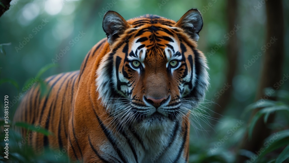 Fototapeta premium Indonesian Sumatran Tiger Panthera Tigris Sondaica in the Jungle
