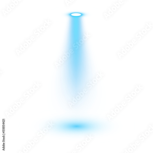 PNG Blue Spotlights Beam Effect with Glowing Light Rays on Transparent Background for Stage Show or Futuristic Scene



