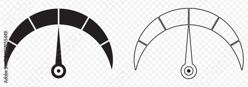 Speedometer, tachometer icon. Speedometer indicator icon collection. Speed indicator vector icons on Transparent Background. EPS 10.