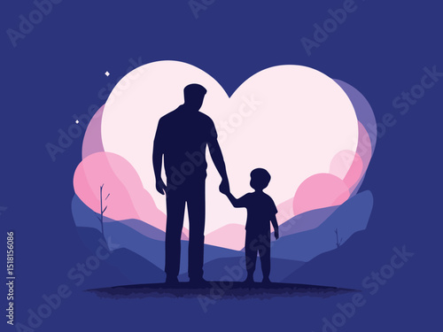 Father and Son Silhouette in Heart