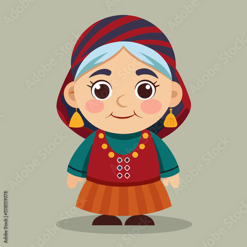 Charming Elderly Woman in Traditional Clothing