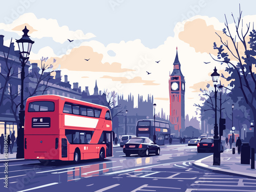 big ben and london bus vector