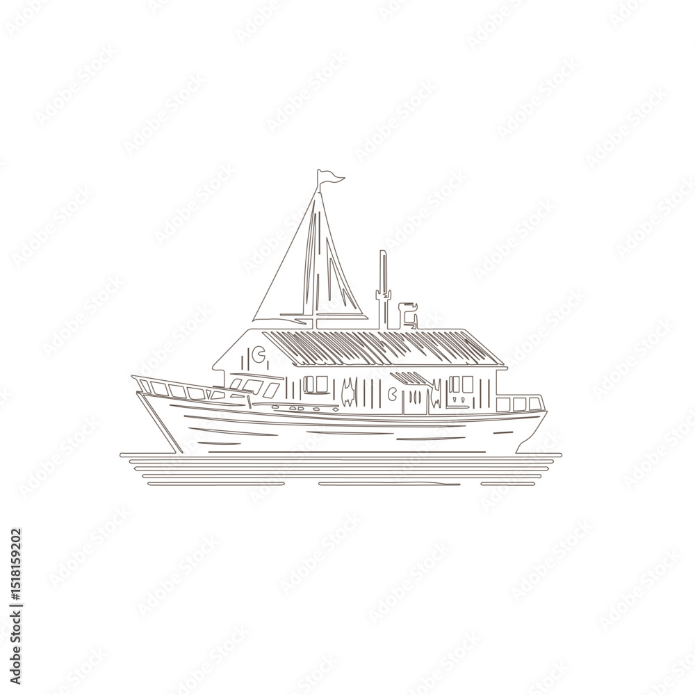 Obraz premium Vector illustration of a ship sailing on the sea