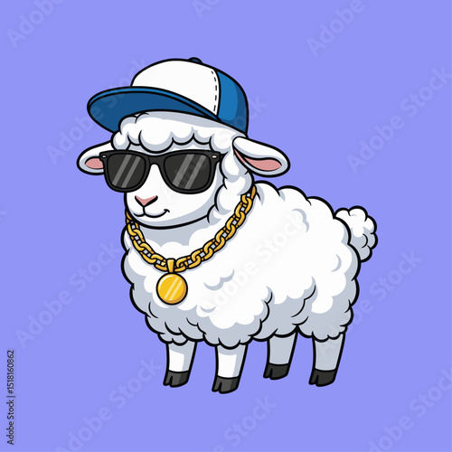 Cool cartoon sheep vector illustration