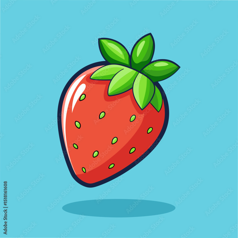 Obraz premium Juicy Red Strawberry. A Delicious Summer Fruit Illustration