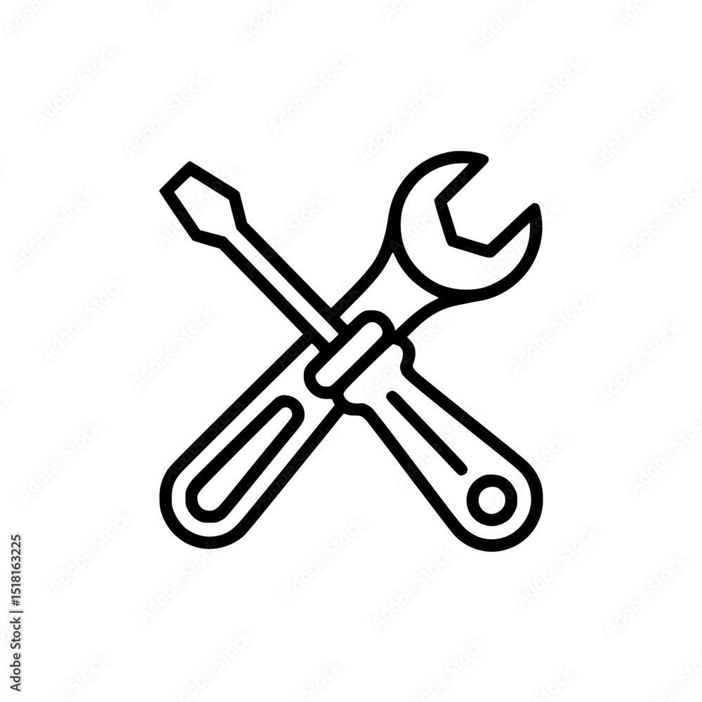 Wrench and screwdriver crossed icon Wrench and screwdriver crossed icon