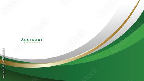 White and green wavy vector abstract background illustration with curved lines and gradient