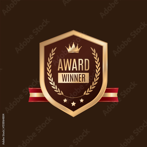 Award Winner Creative Badge Idea Stylist and elegant golden shield design