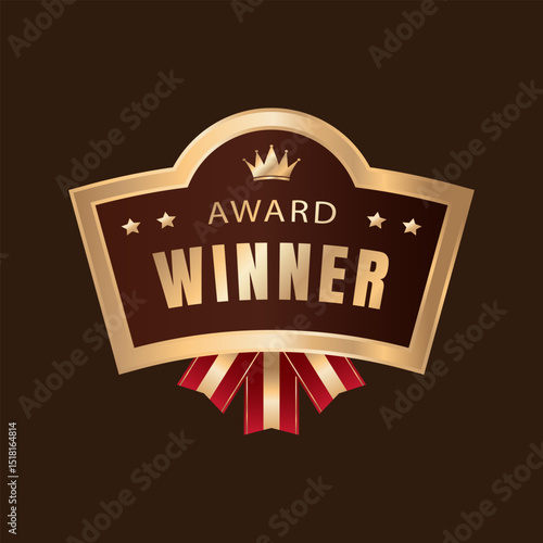 Award Winner Creative Badge Idea Stylist and elegant golden shield design