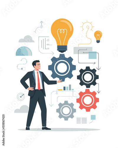 Businessman presenting innovative ideas and solutions