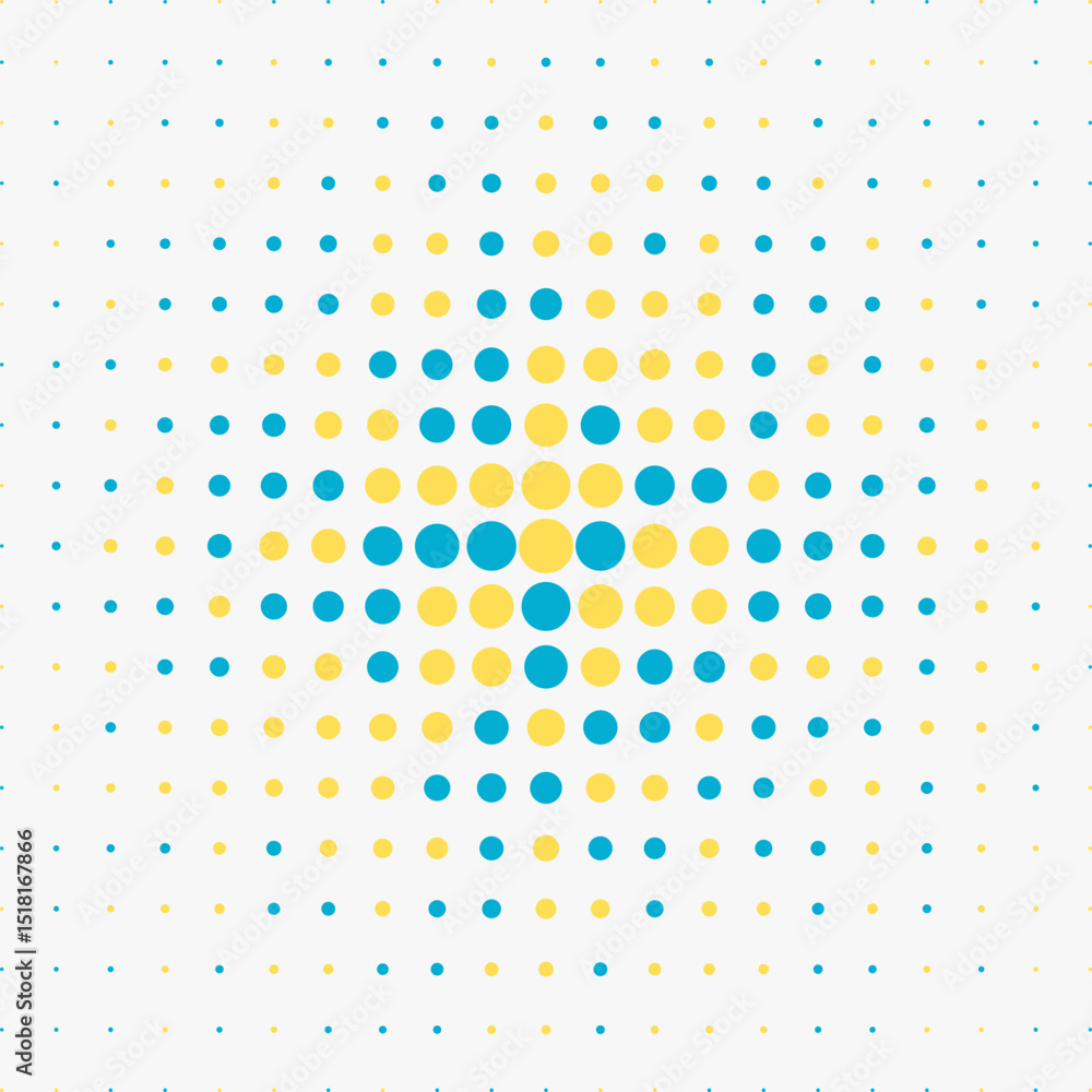 Halftone circular abstract background pattern with yellow and blue color Halftone circular abstract background pattern with yellow and blue color