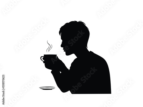 silhouette of a woman drinking a glass of  tea