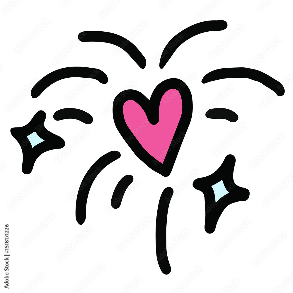 Hand drawn Illustration of bling bling heart for Valentine's day, love sign, shirt print, cute patch, sticker, wedding card, brooch, text, message, font, typography, tattoo Hand drawn Illustration of bling bling heart for Valentine's day, love sign, shirt print, cute patch, sticker, wedding card, brooch, text, message, font, typography, tattoo