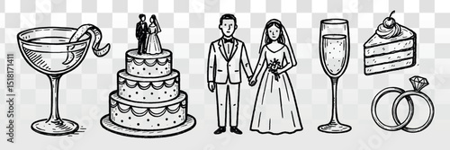 Elegant wedding celebration elements vector