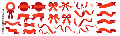 Various red ribbon designs, element vector set