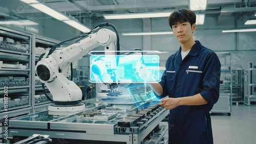 AI-Powered Automation: Engineer Monitoring Robotic Arm
