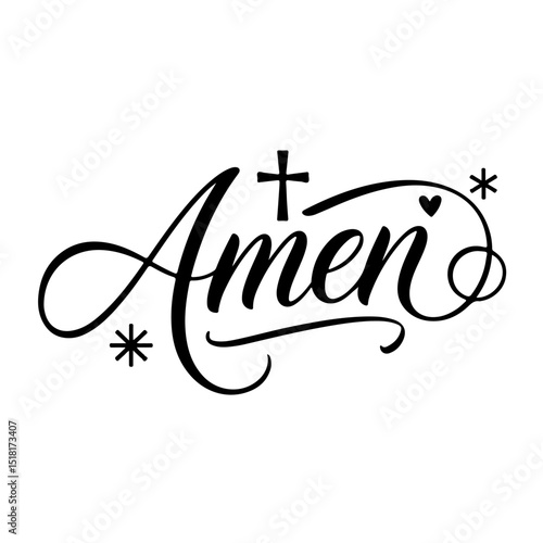 Amen. Christian Quote Vector Design Isolated on White Background