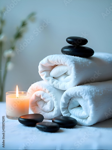 Spa towels with massage rocks