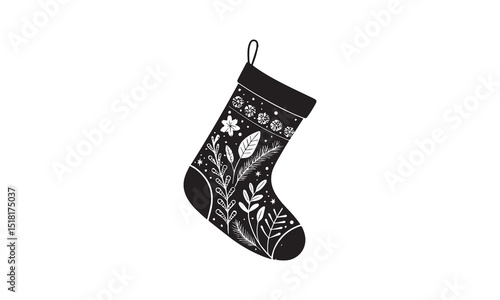 Christmas Stocking with Floral Design