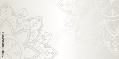 Enchanting White Intricate Floral Islamic Mandala Circles Decoration With Blank Horizontal Vector Background