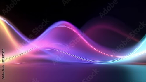 Wallpaper Mural Vibrant abstract light waves flowing in a dark background, creating a dynamic visual rhythm Torontodigital.ca