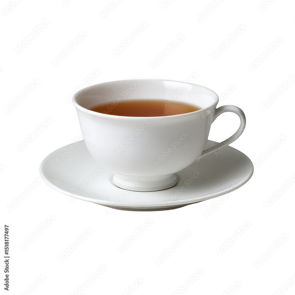 White teacup with tea isolated on transparent background White teacup with tea isolated on transparent background