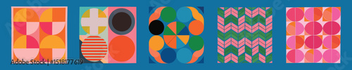 Vibrant geometric abstract patterns, element vector set