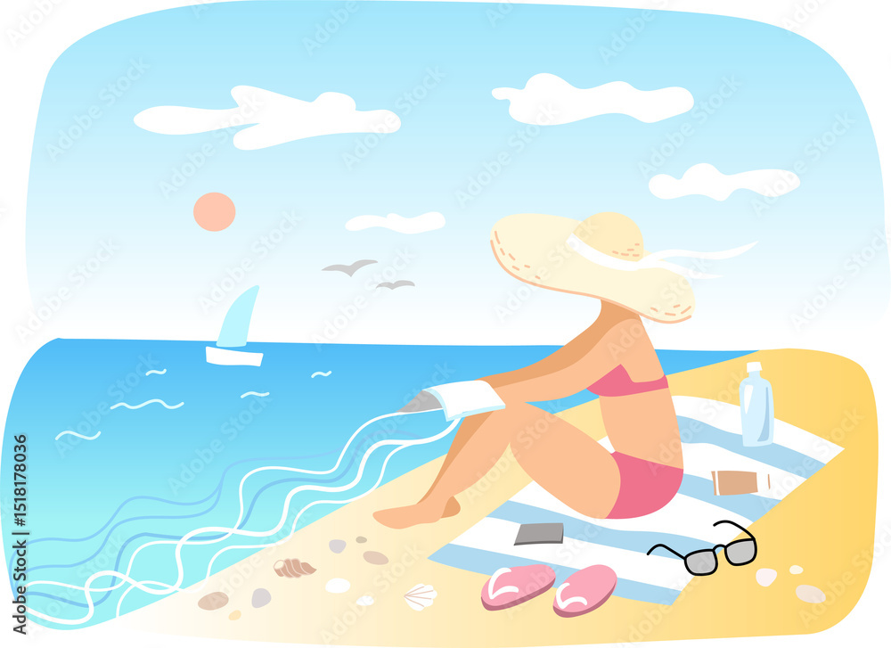 Woman sunbathing on the beach Woman sunbathing on the beach