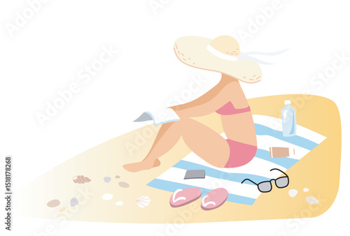 Woman sunbathing on the beach
