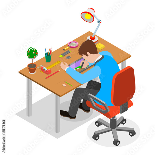 3D Isometric Flat Vector Illustration of Designers At Work, Professional Visual Artists. Item 2