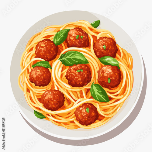 Meatballs and Spaghetti spaghetti pasta food vector