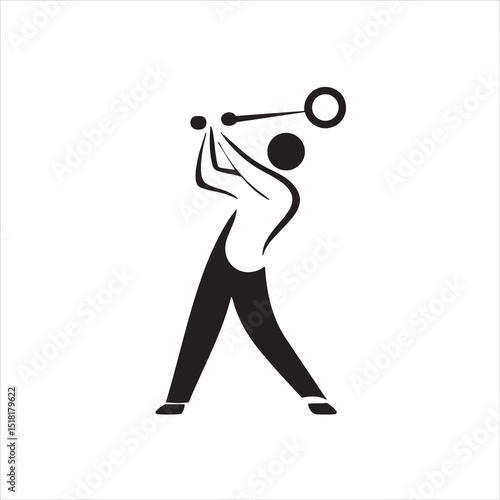 Dynamic hammer throw athlete in action for sports design