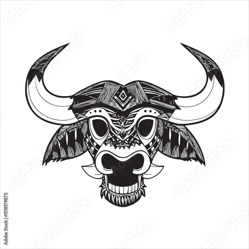 Tribal bull head design for artistic projects and decorations